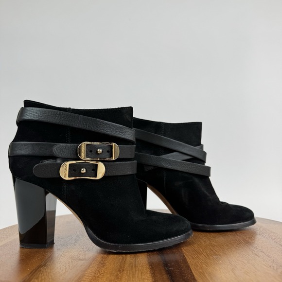 Womens Jimmy Choo Melba 80 Buckled Black Suede Block Heel Ankle Boots Size EU 36 - Picture 1 of 8